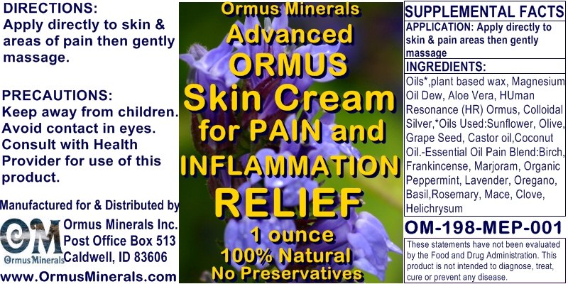 ORmus Minerals Advanced Ormus Skin Cream for Pain