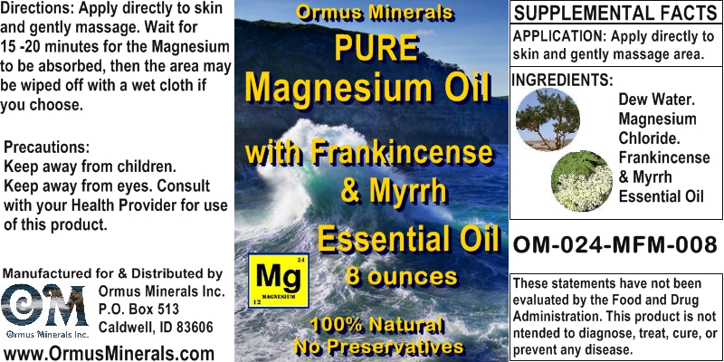 Ormus Minerals Pure Magnesium Oil with Frankincense and Myrrh Essential Oils