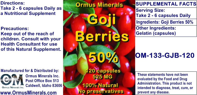 Ormus Minerals Goji Berries 50 Percent