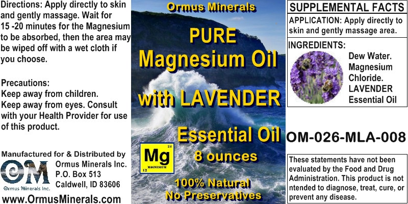 Ormus Minerals - Pure Magnesium Oil with LAVENDER Essential Oil