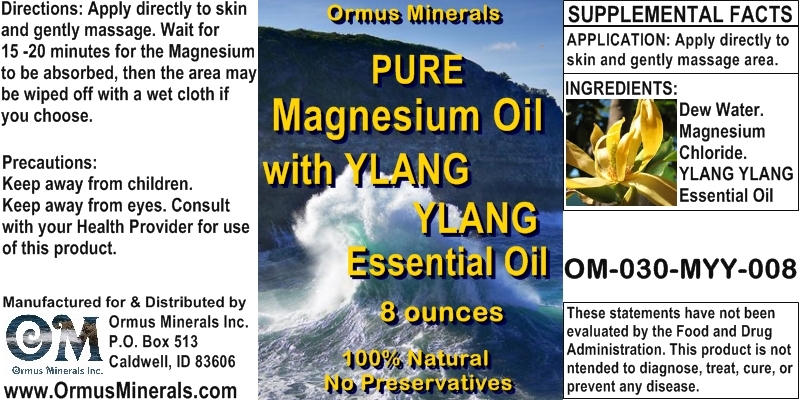 Ormus Minerals - Pure Magnesium Oil with Ylang Ylang Essential Oil
