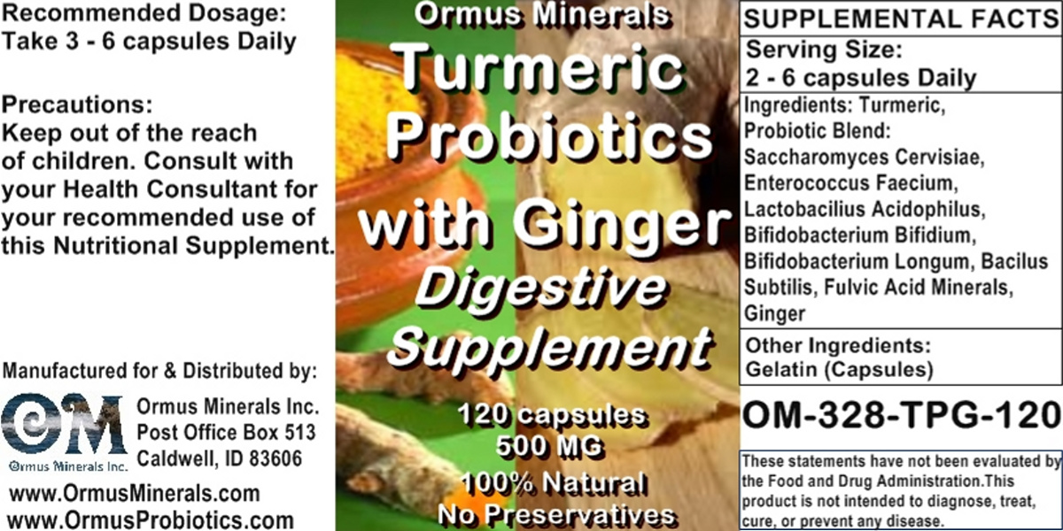 Ormus Minerals - Turmeric Probiotics with Ginger Digestive Supplement